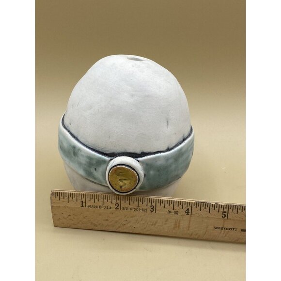 Ed & Kate Coleman Studio Pottery 5” Bud Vase Whimsical Belted Egg Abstract - Picture 11 of 11